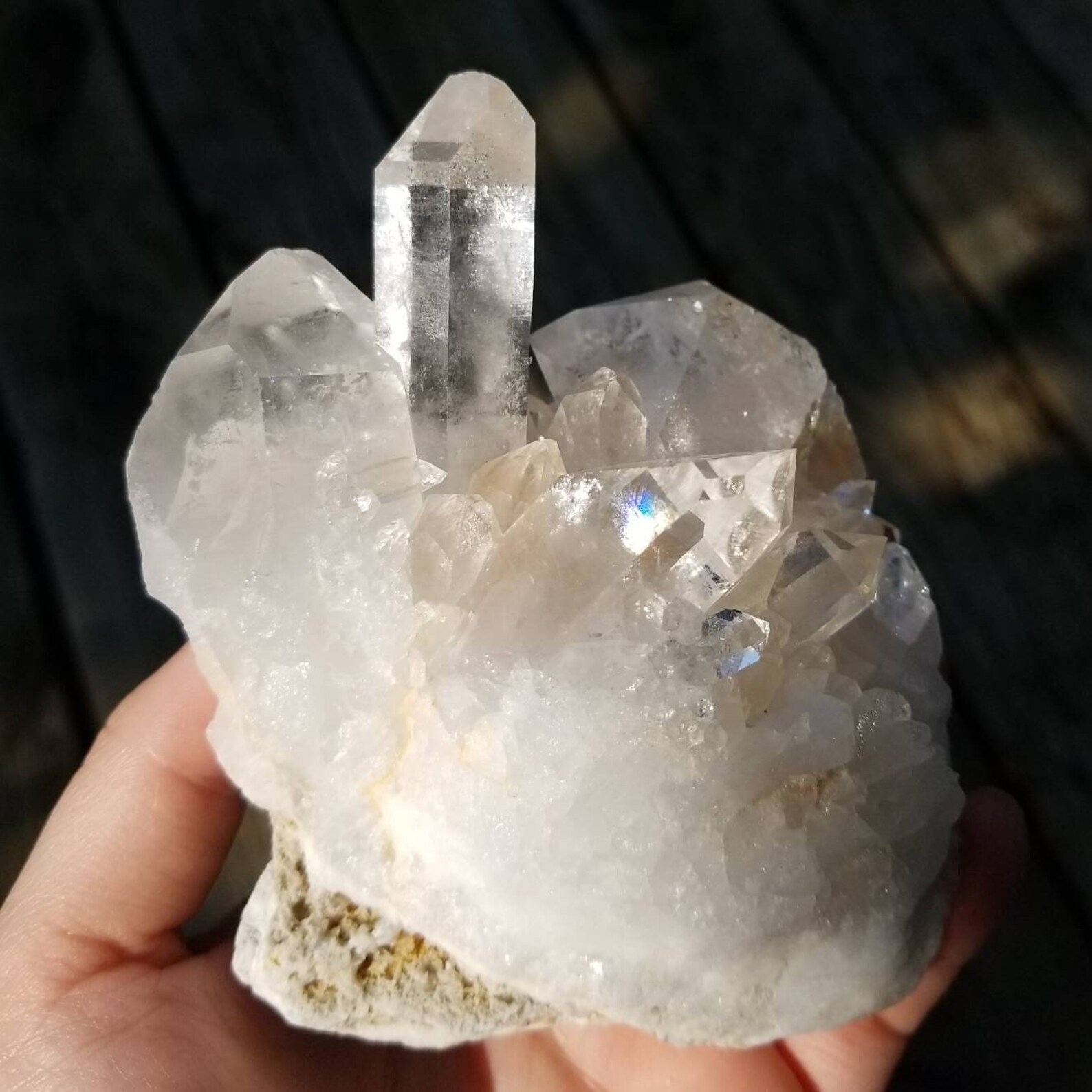 An ethically sourced white quartz crystal